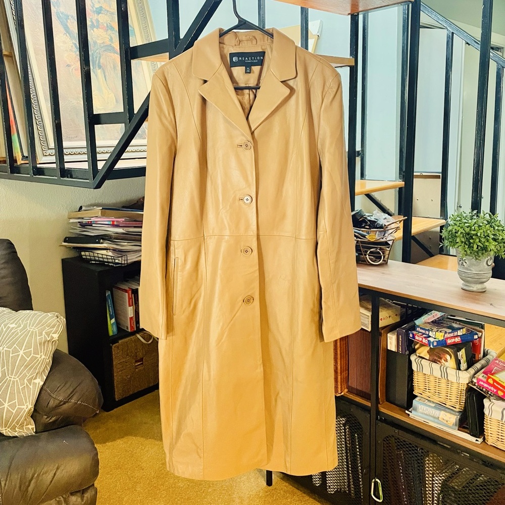New** Kenneth Cole Full Length Leather Coat